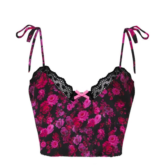 For Love And Lemons Farrah Bustier Black/Pink Floral Small NEW - Picture 2 of 4